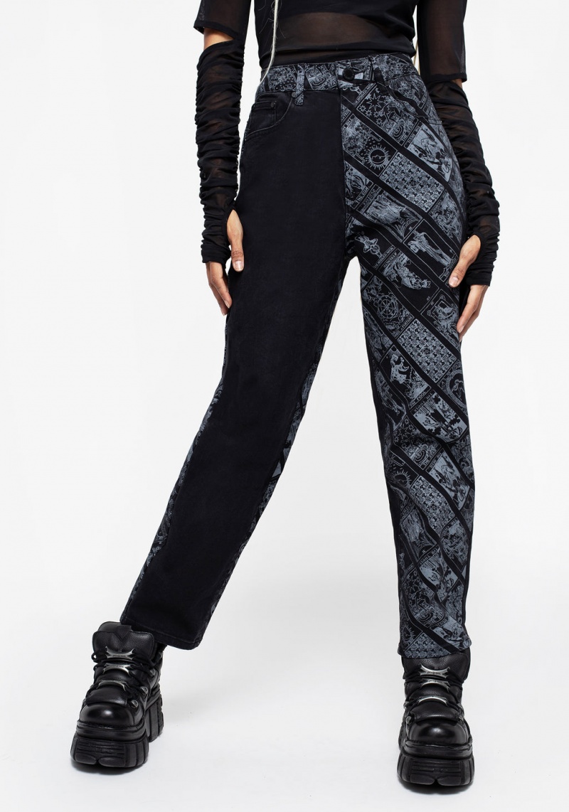 Disturbia Cartomancy Printed Mom Jeans | VFH-13544584