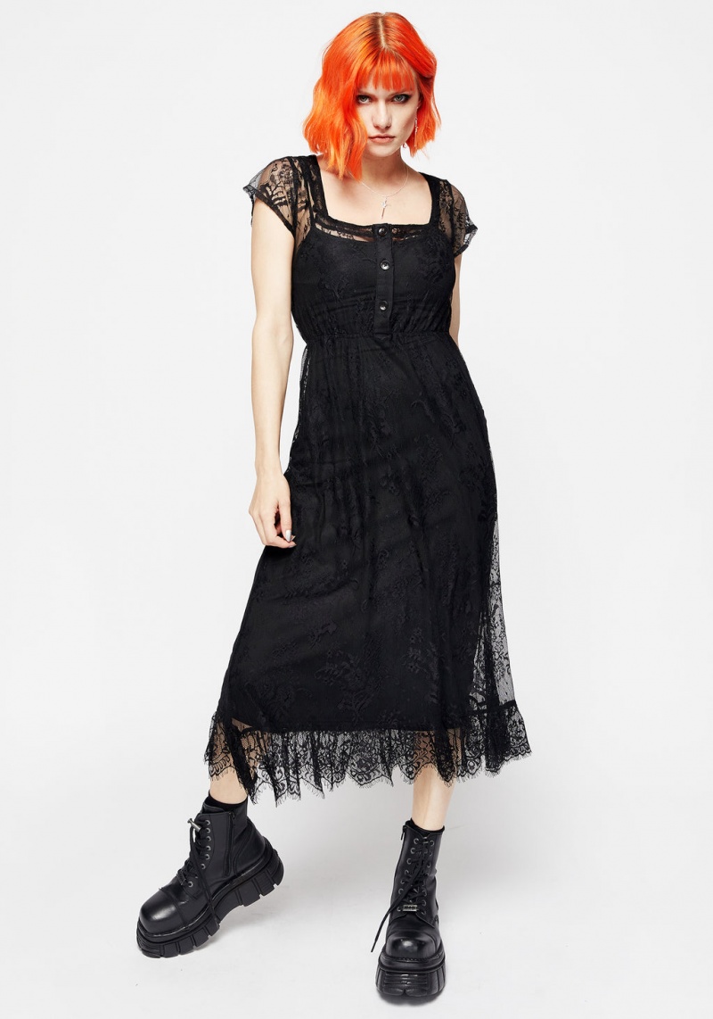 Disturbia Delilah Capped Sleeve Dentelle Midi Robe | ZGQ-26642867