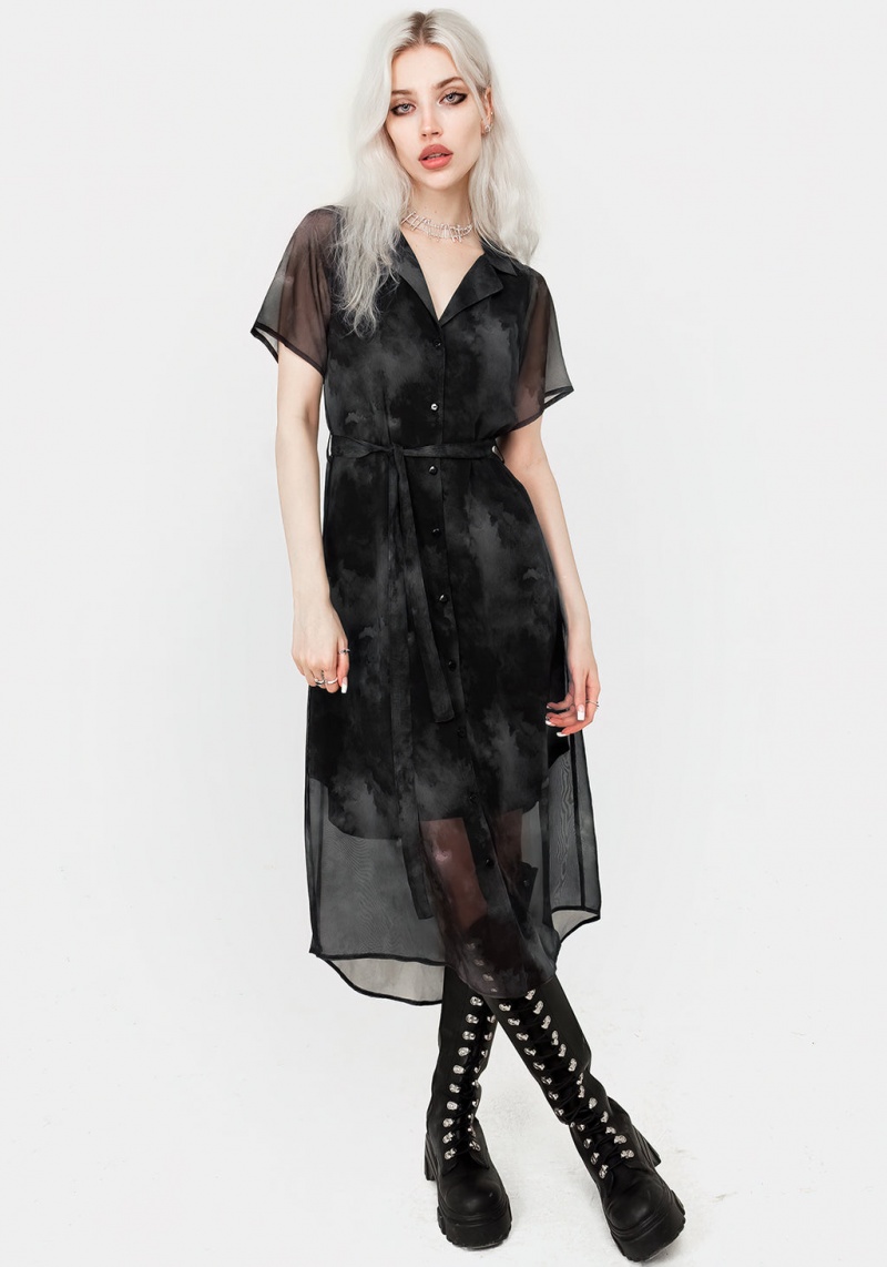 Disturbia Tempest Midi Tie Taille Shirt Robe | LMD-88327730