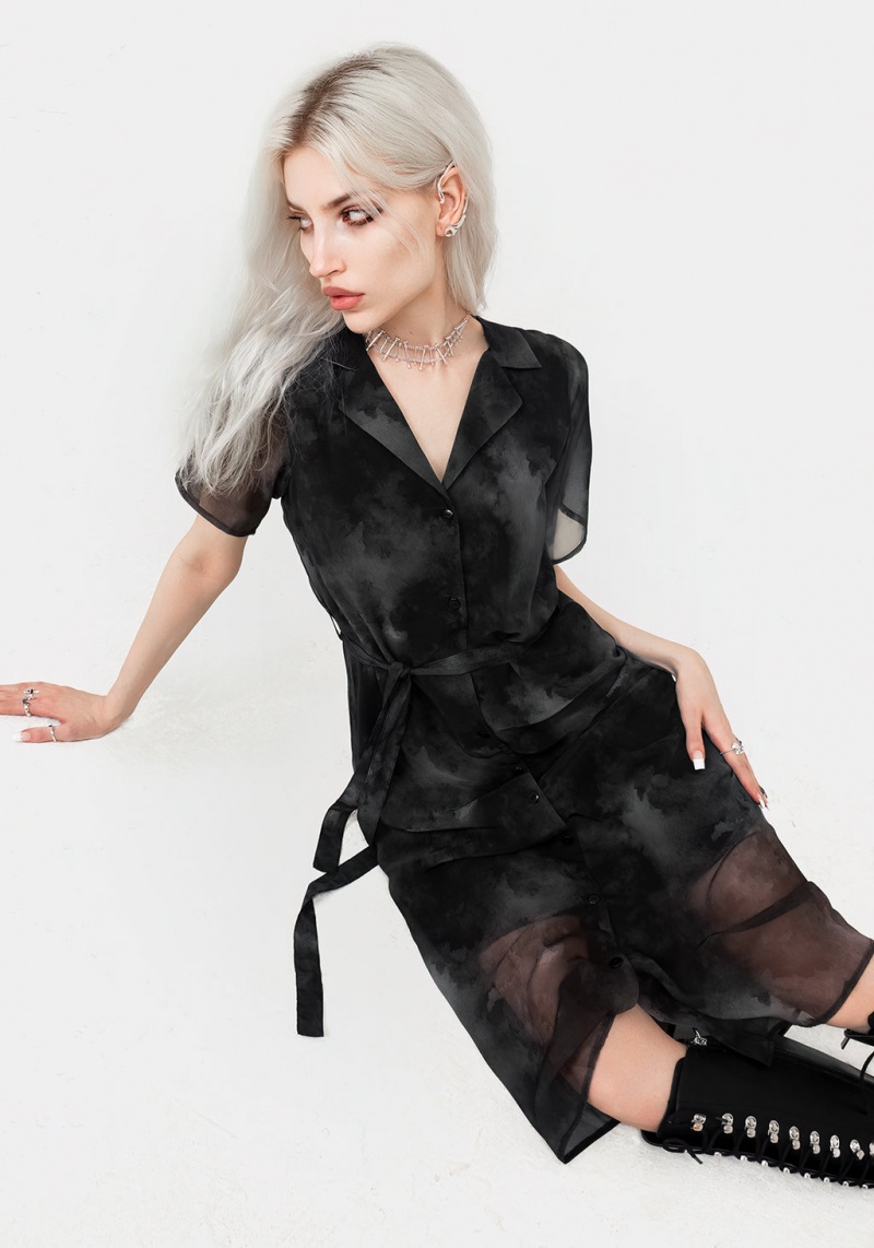 Disturbia Tempest Midi Tie Taille Shirt Robe | LMD-88327730