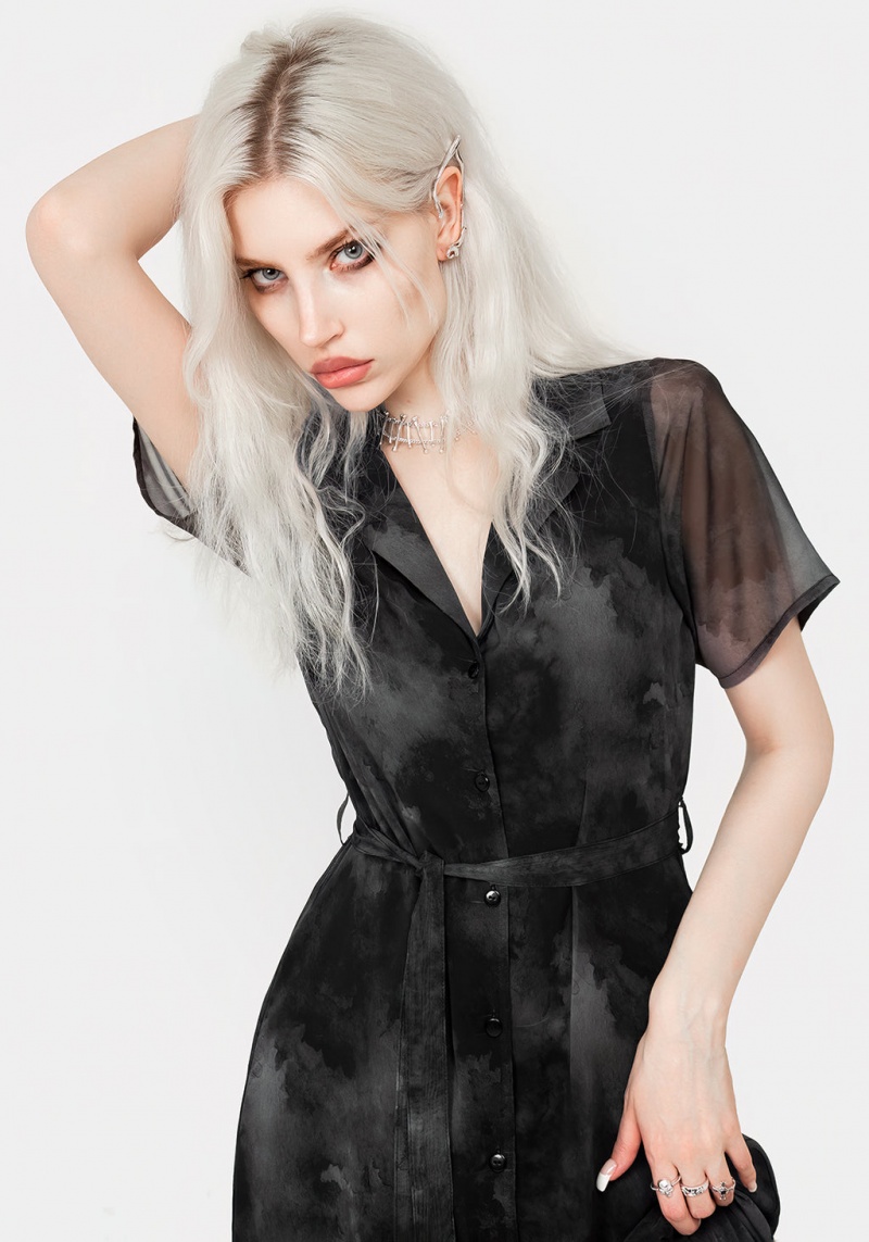 Disturbia Tempest Midi Tie Taille Shirt Robe | LMD-88327730