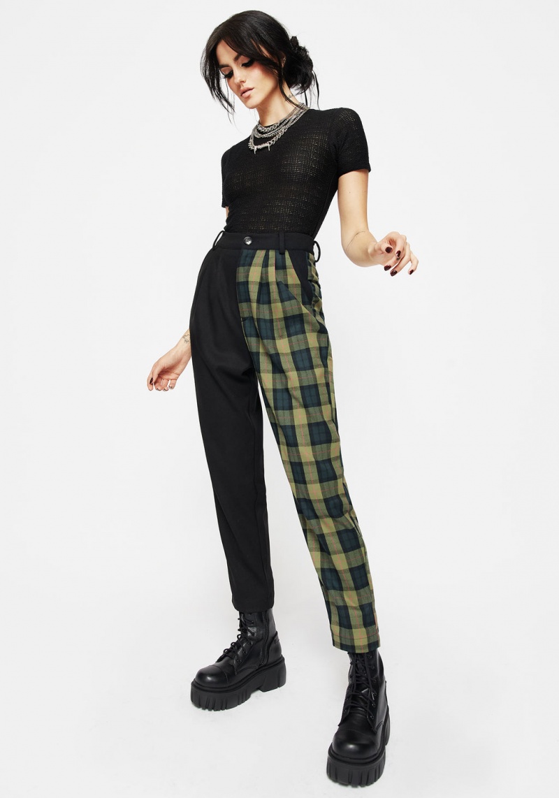 Disturbia Mayflower Spliced Check High Taille Tapered Trousers | EJL-41494473