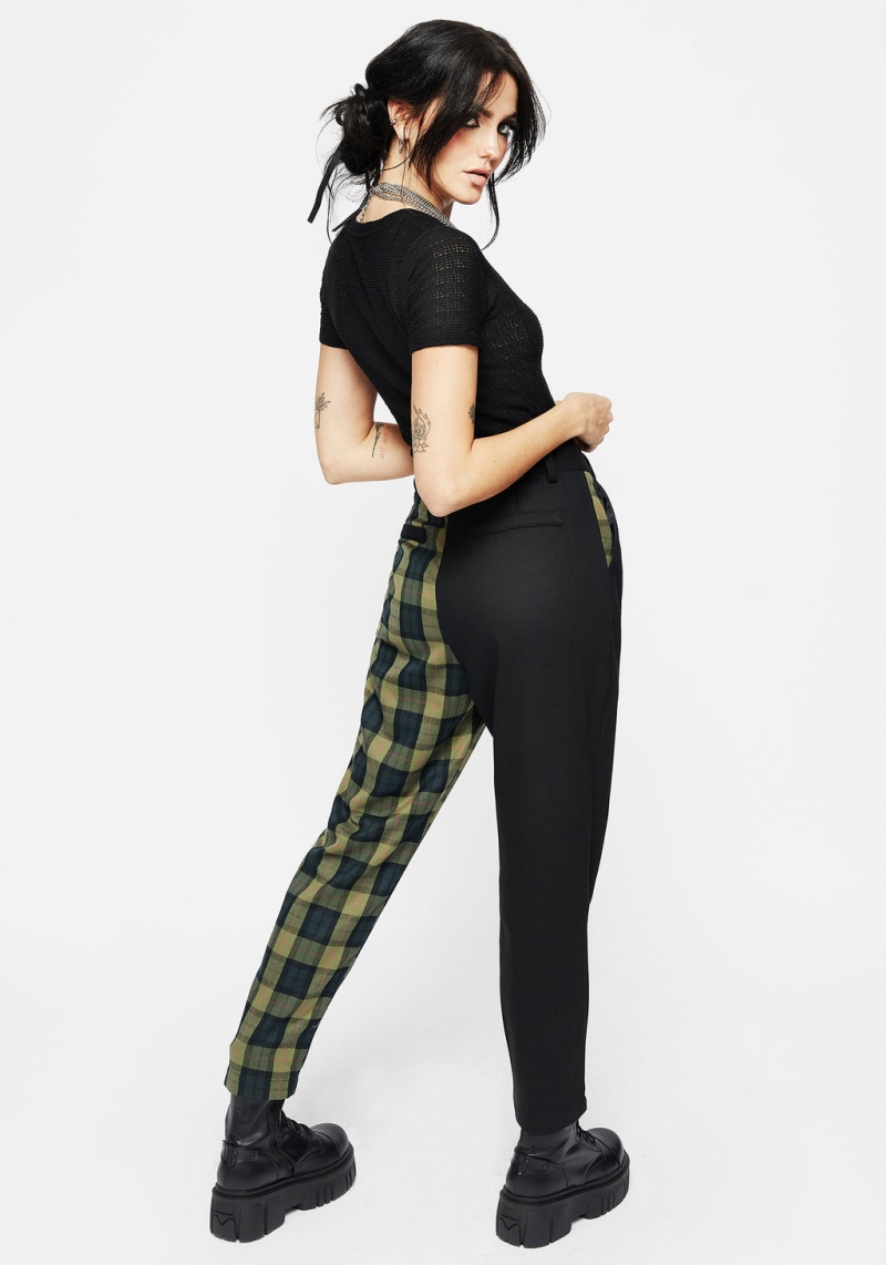 Disturbia Mayflower Spliced Check High Taille Tapered Trousers | EJL-41494473