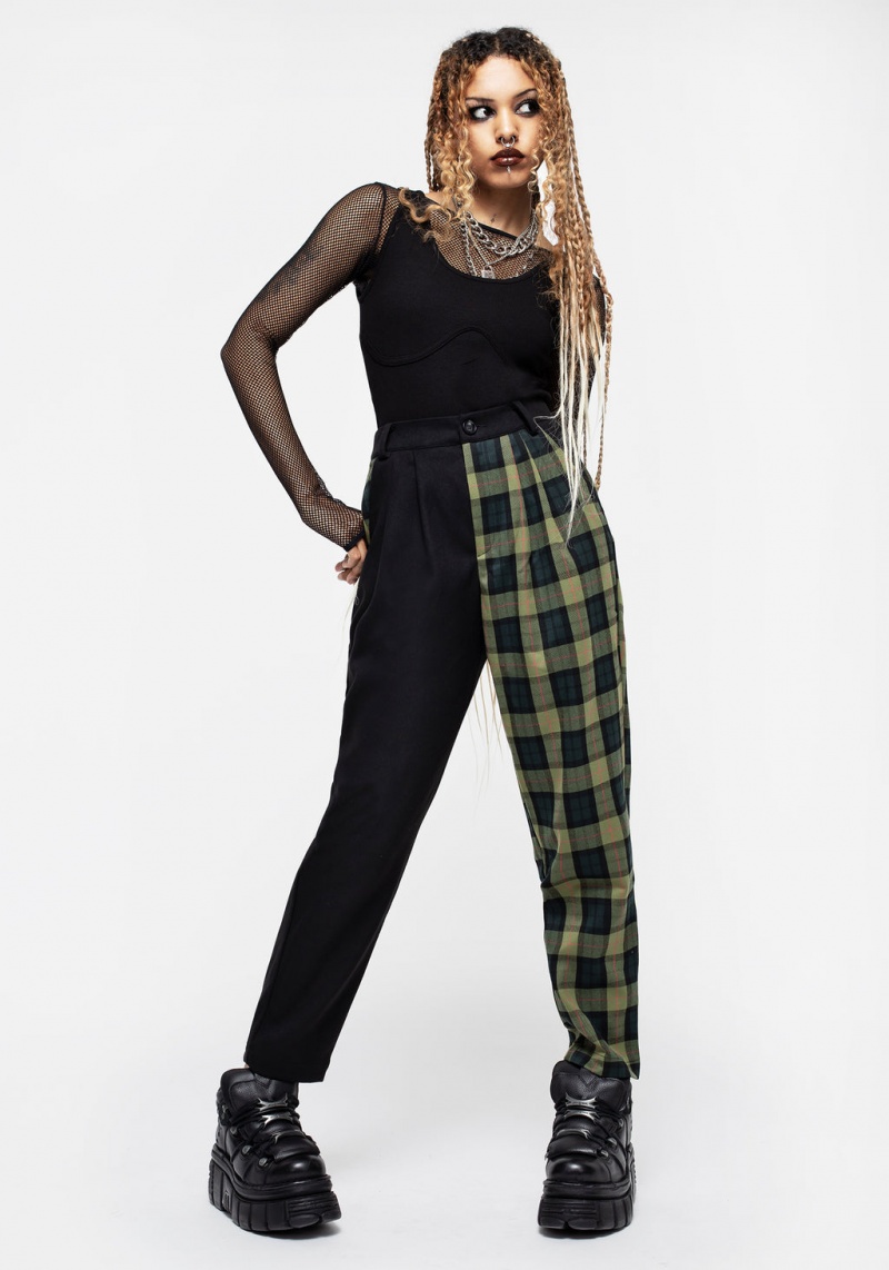 Disturbia Mayflower Spliced Check High Taille Tapered Trousers | EJL-41494473