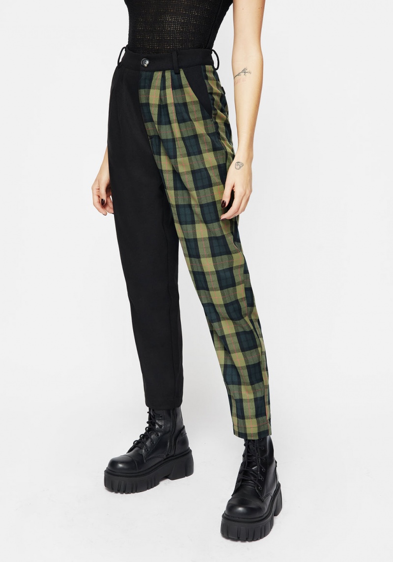 Disturbia Mayflower Spliced Check High Taille Tapered Trousers | EJL-41494473