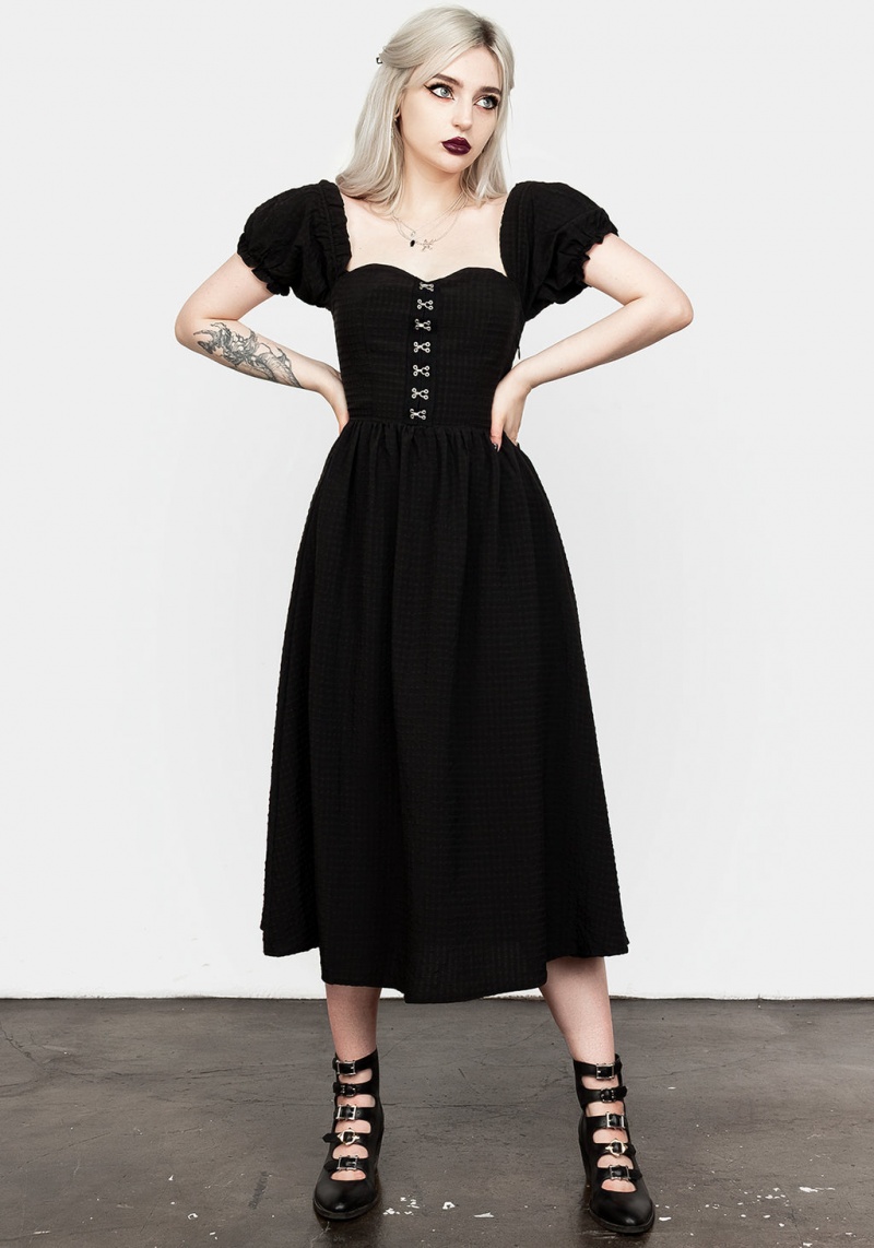 Disturbia Mortem Midi Robe With Puff Sleeves | HLE-47657170