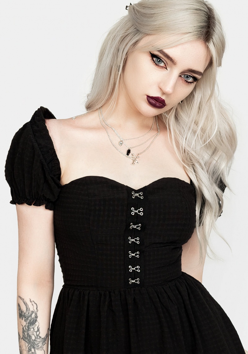 Disturbia Mortem Midi Robe With Puff Sleeves | HLE-47657170