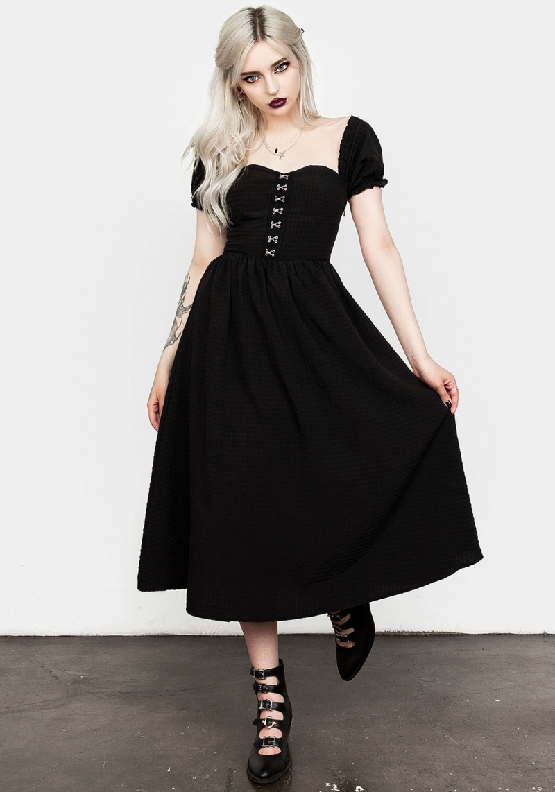 Disturbia Mortem Midi Robe With Puff Sleeves | HLE-47657170