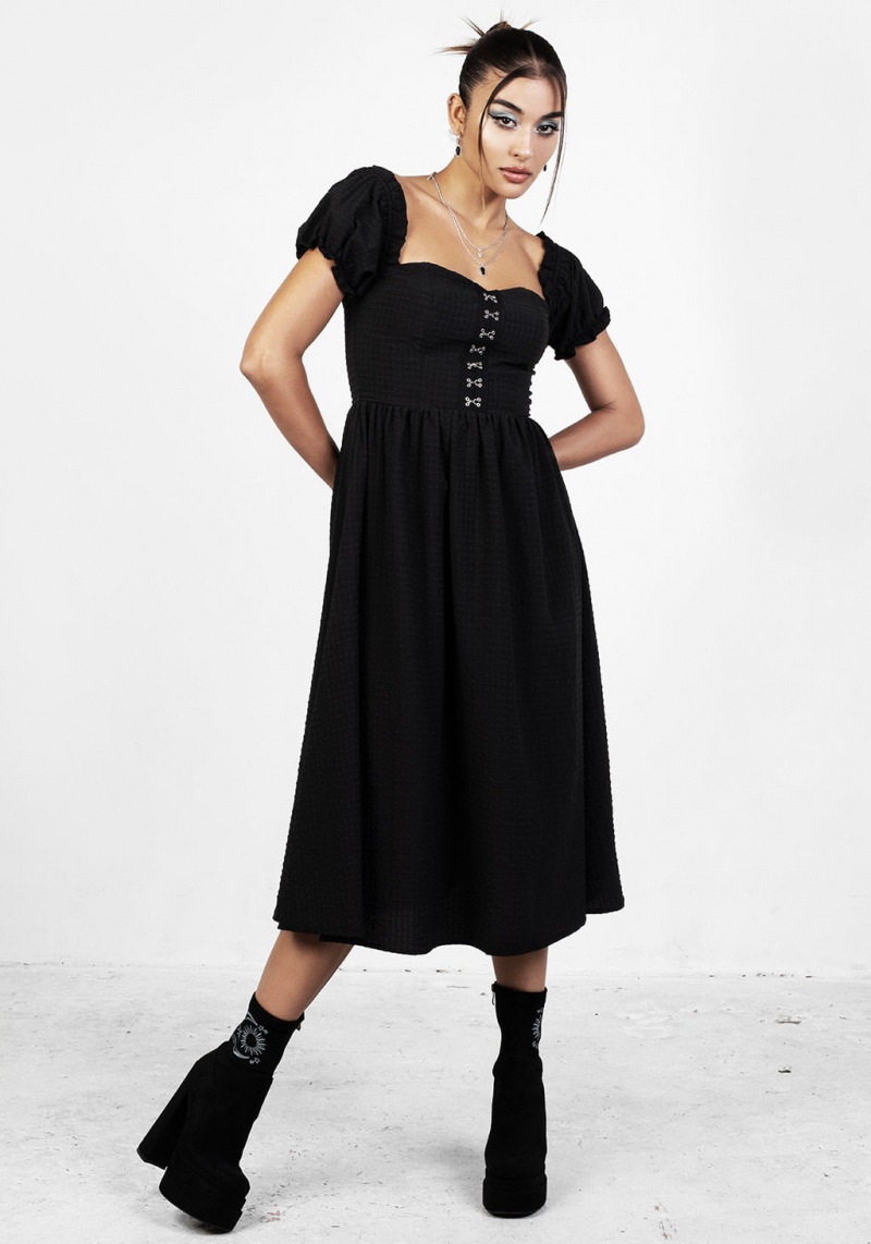 Disturbia Mortem Midi Robe With Puff Sleeves | HLE-47657170