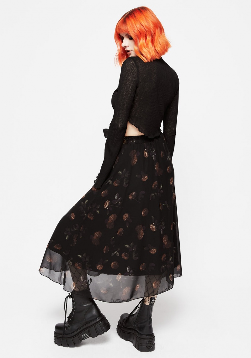 Disturbia Monica Floral Chiffon Midi Skirt | COR-79597159