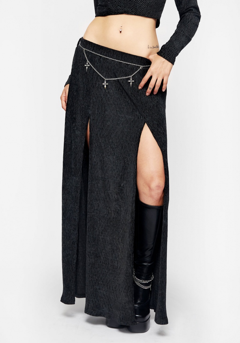 Disturbia Thekla Co-Ord Split Maxi Skirt With Charm Belt | YIG-54611236