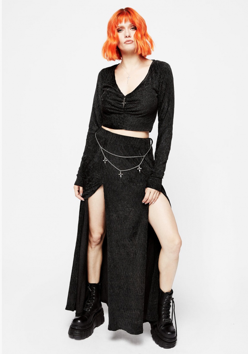 Disturbia Thekla Co-Ord Split Maxi Skirt With Charm Belt | YIG-54611236