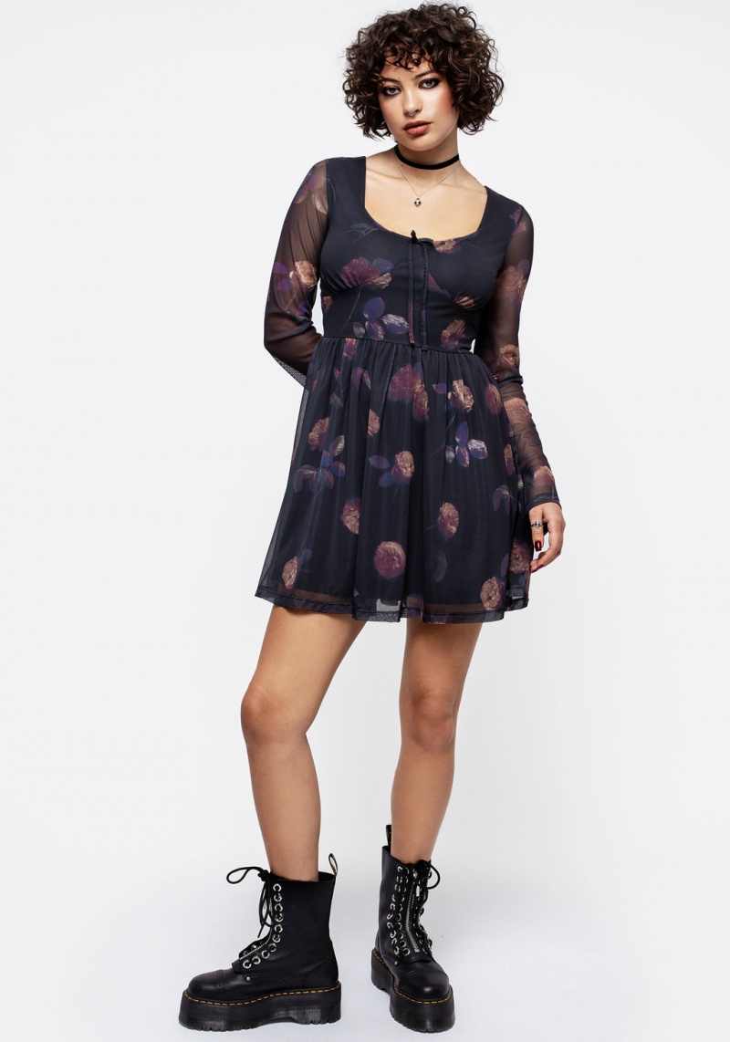 Disturbia Monica Floral Mesh Skater Robe | SRS-91319430