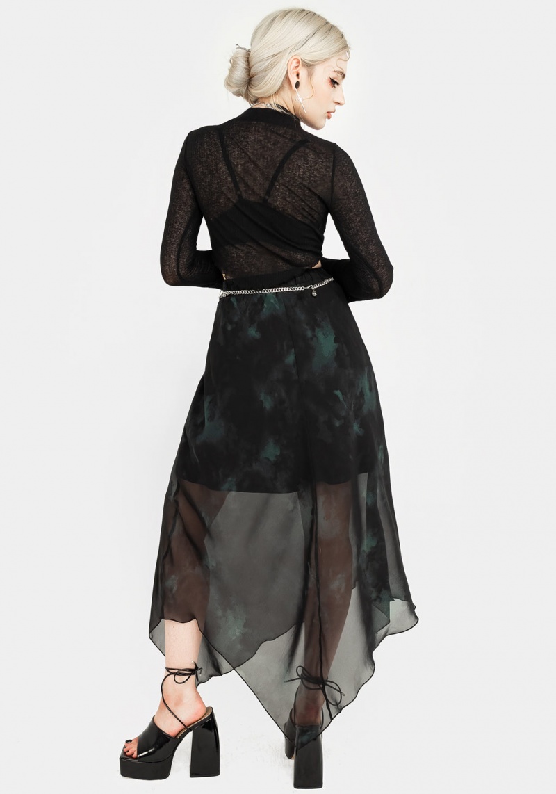 Disturbia Lichen Chiffon Midaxi Skirt With Belt | YBB-75373078