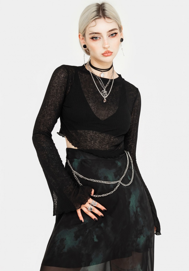 Disturbia Lichen Chiffon Midaxi Skirt With Belt | YBB-75373078