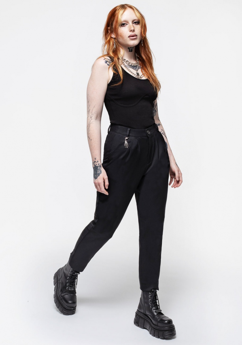 Disturbia Malverde High Taille Tapered Trousers - Black | ZBX-84723802