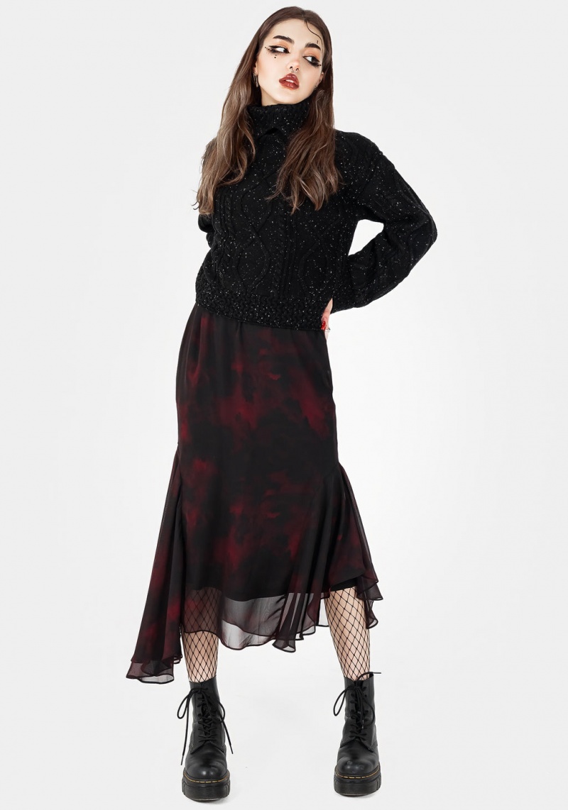 Disturbia Vesta Chiffon Handkerchief Hem Midaxi Skirt | IUG-19889045