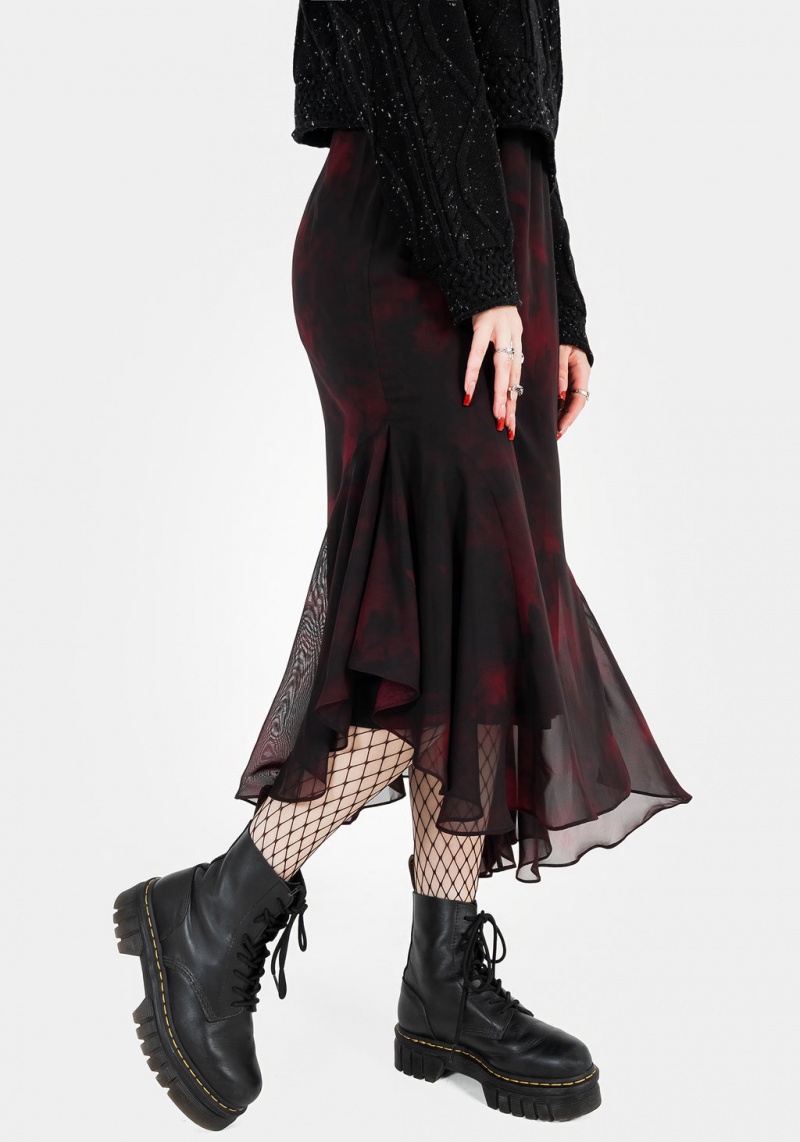 Disturbia Vesta Chiffon Handkerchief Hem Midaxi Skirt | IUG-19889045