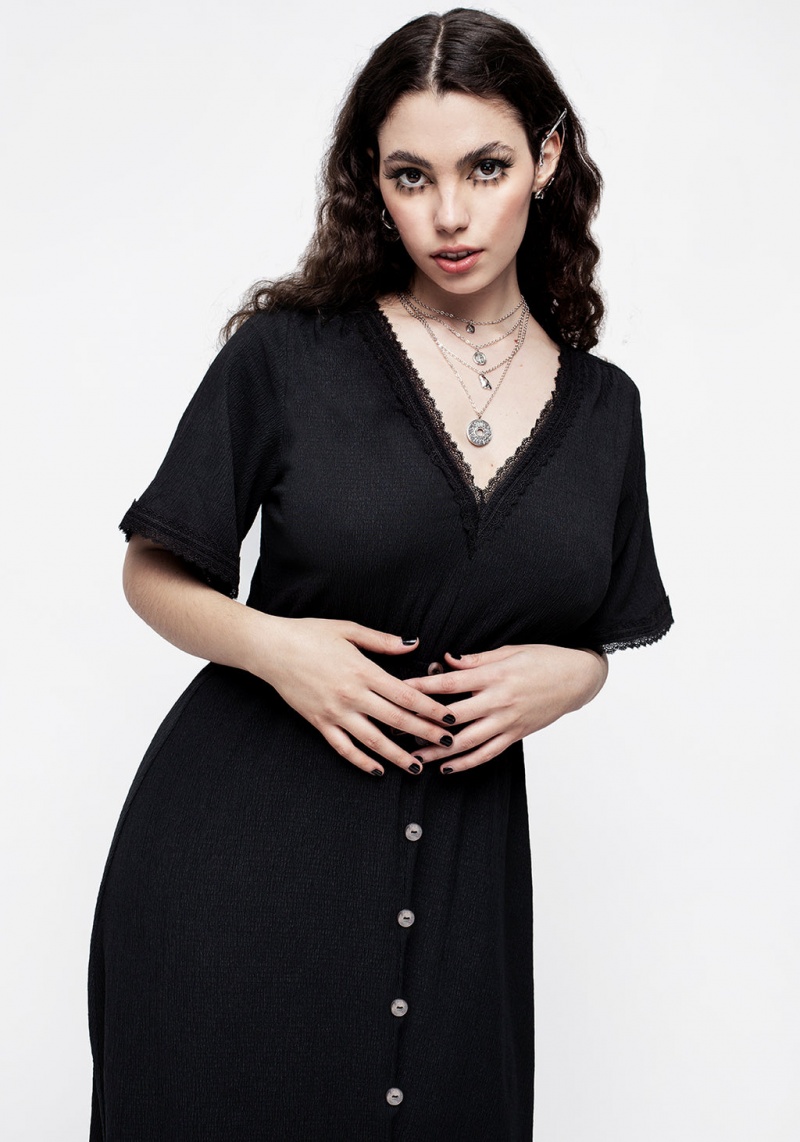 Disturbia Corruption Crinkle Button Down Midi Robe | CIG-09342684