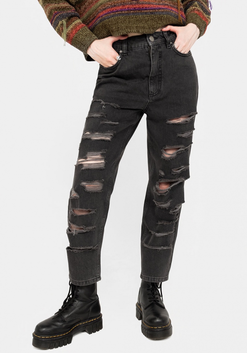 Disturbia Mortmoth Destroyed Mom Jeans | VGV-82451053