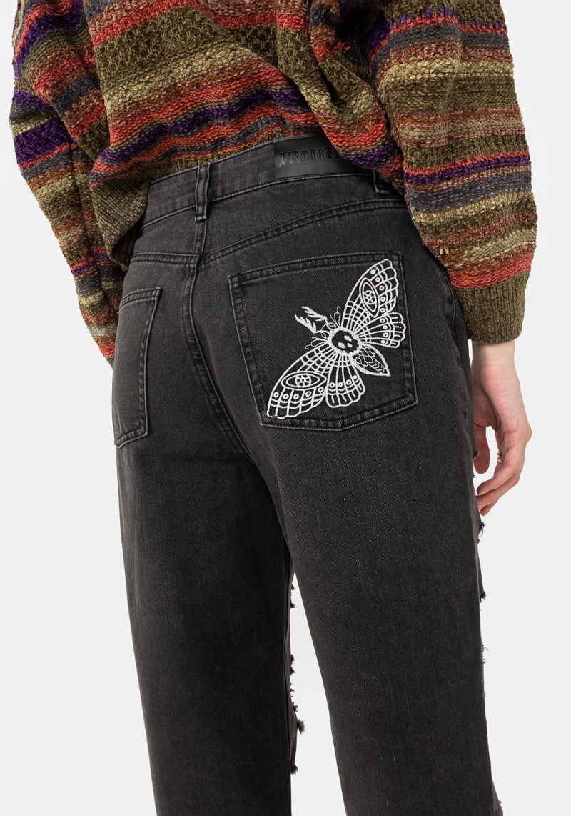 Disturbia Mortmoth Destroyed Mom Jeans | VGV-82451053