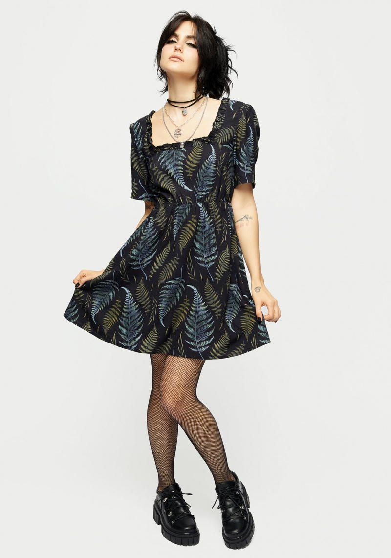 Disturbia Frond Print Ruffle Shirred Mini Robe | MVR-65788905