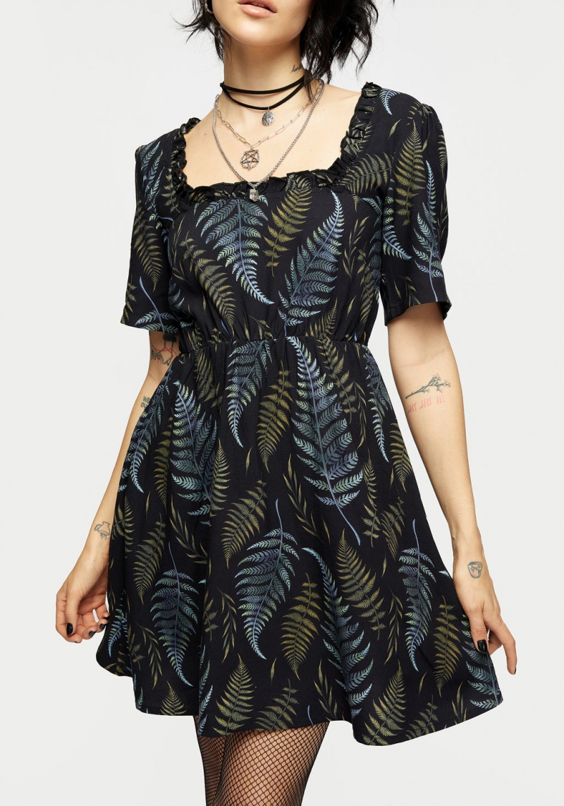 Disturbia Frond Print Ruffle Shirred Mini Robe | MVR-65788905