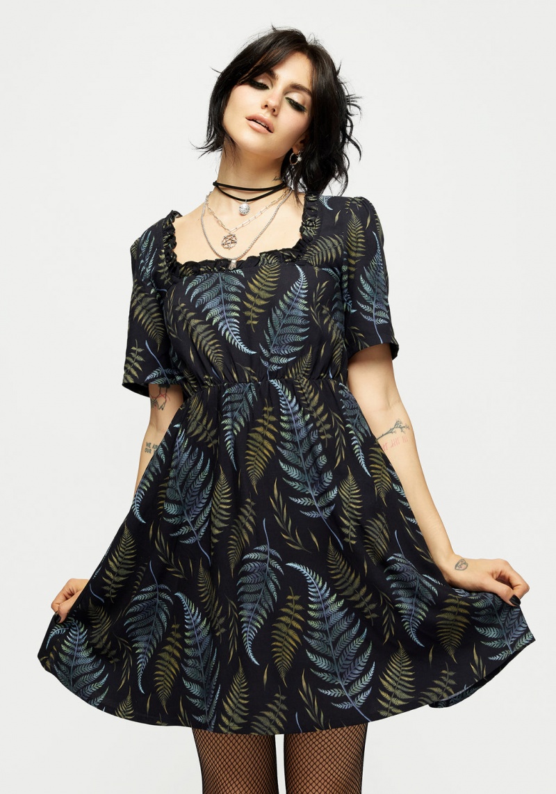 Disturbia Frond Print Ruffle Shirred Mini Robe | MVR-65788905