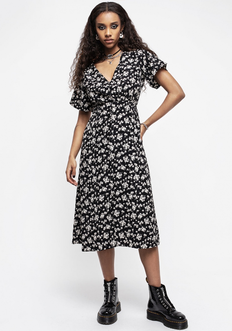 Disturbia Demeter Print V-Neck Button Down Midi Robe | UVG-62707713