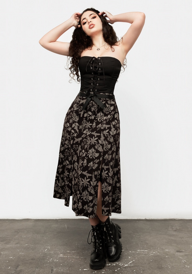 Disturbia Poisonous Plant Split Midi Skirt | HRG-92335995