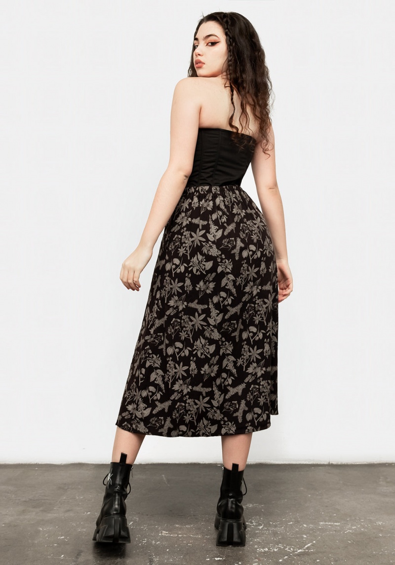 Disturbia Poisonous Plant Split Midi Skirt | HRG-92335995