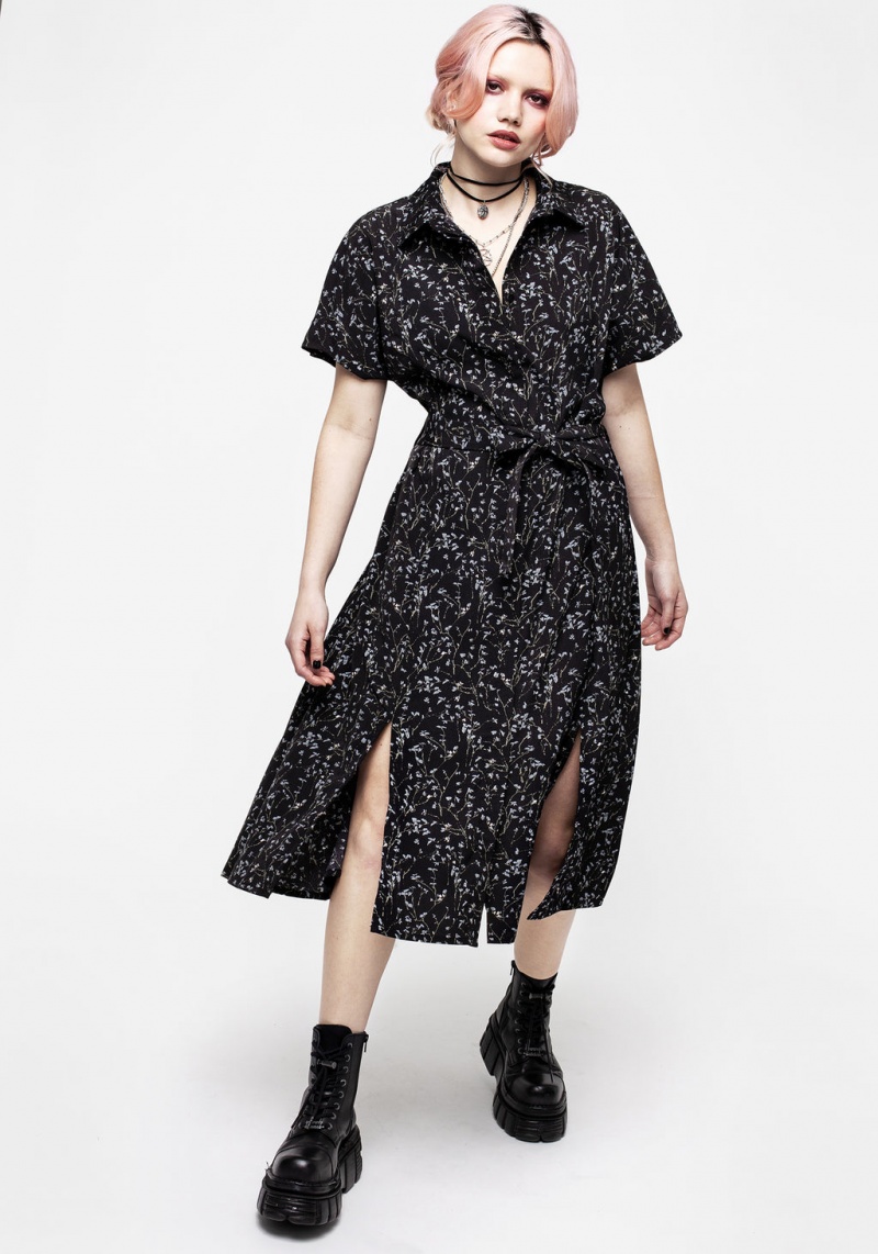 Disturbia Delphinium Midi Shirt Robe | NDC-12583036