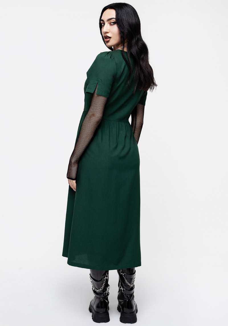 Disturbia Realm Button Down Midi Robe - Sycamore Green | YNP-54501281