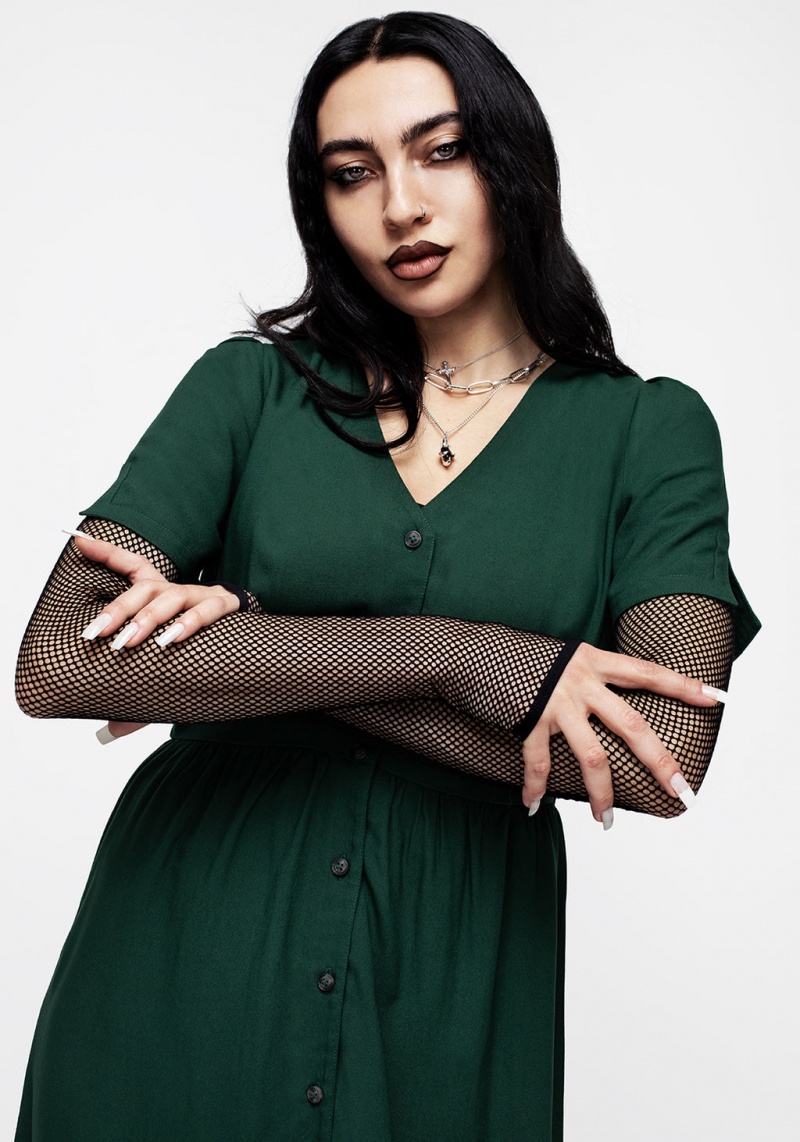 Disturbia Realm Button Down Midi Robe - Sycamore Green | YNP-54501281