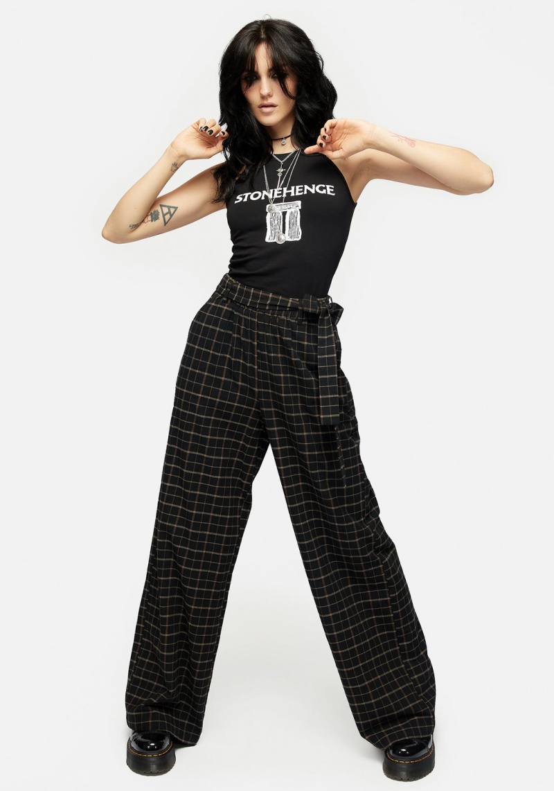 Disturbia Ransom Tie Taille Check Trousers | XJZ-22800136