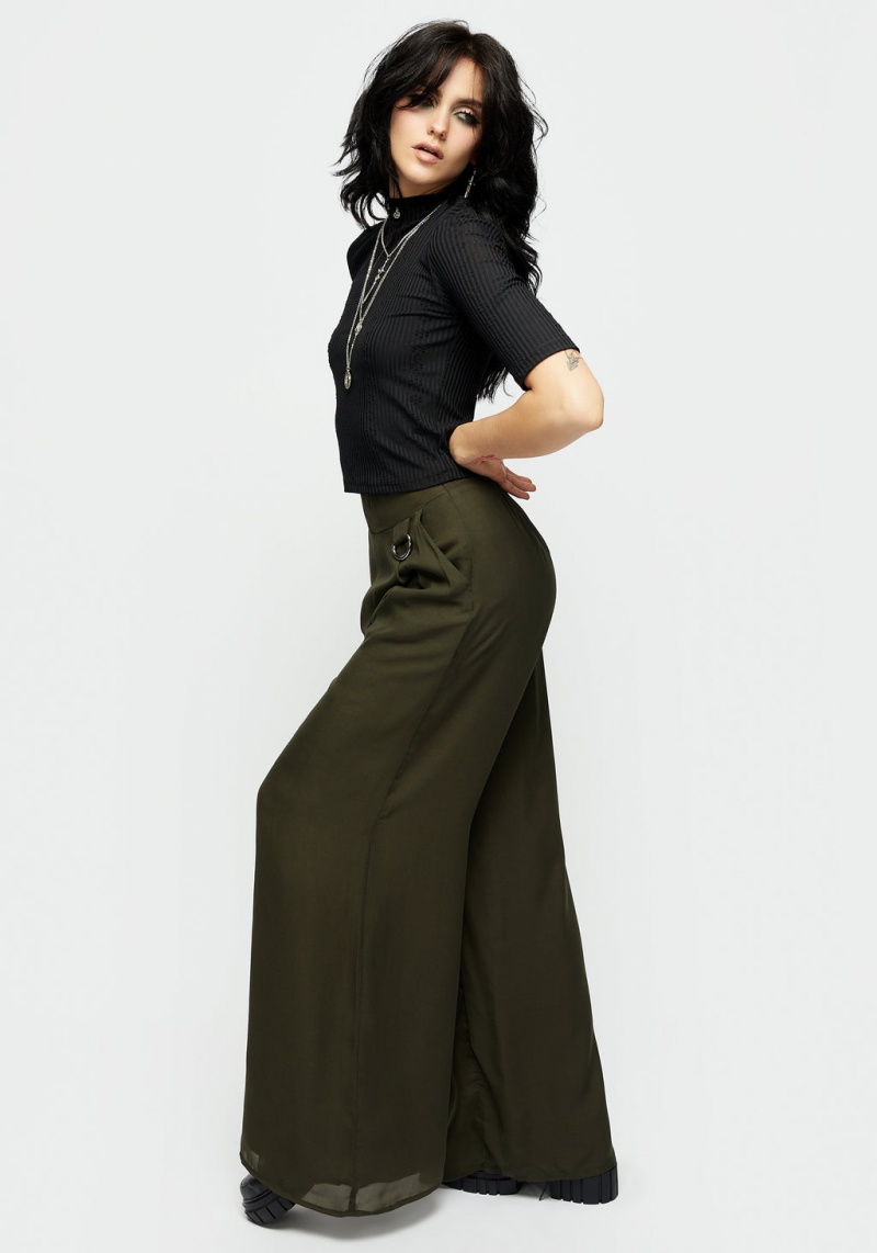 Disturbia Descensum Larges Leg Green Trousers | EMU-70411782