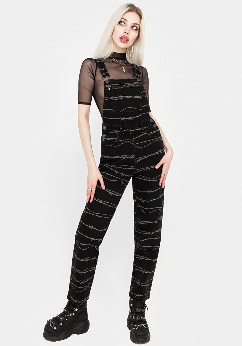 Disturbia Barbed Wire Mom Dungarees | FBD-45737255