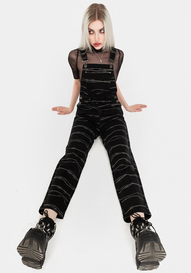 Disturbia Barbed Wire Mom Dungarees | FBD-45737255