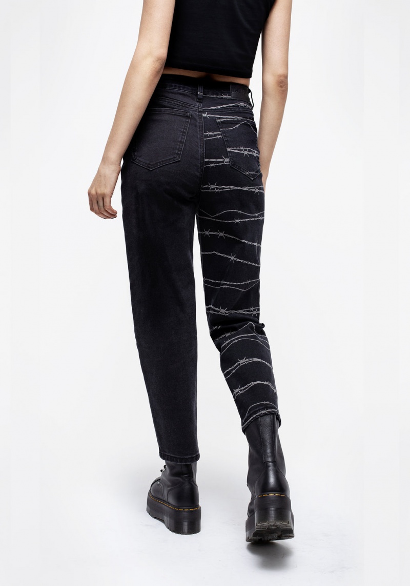 Disturbia Barbed Wire Spliced Mom Jeans | UPA-98968622