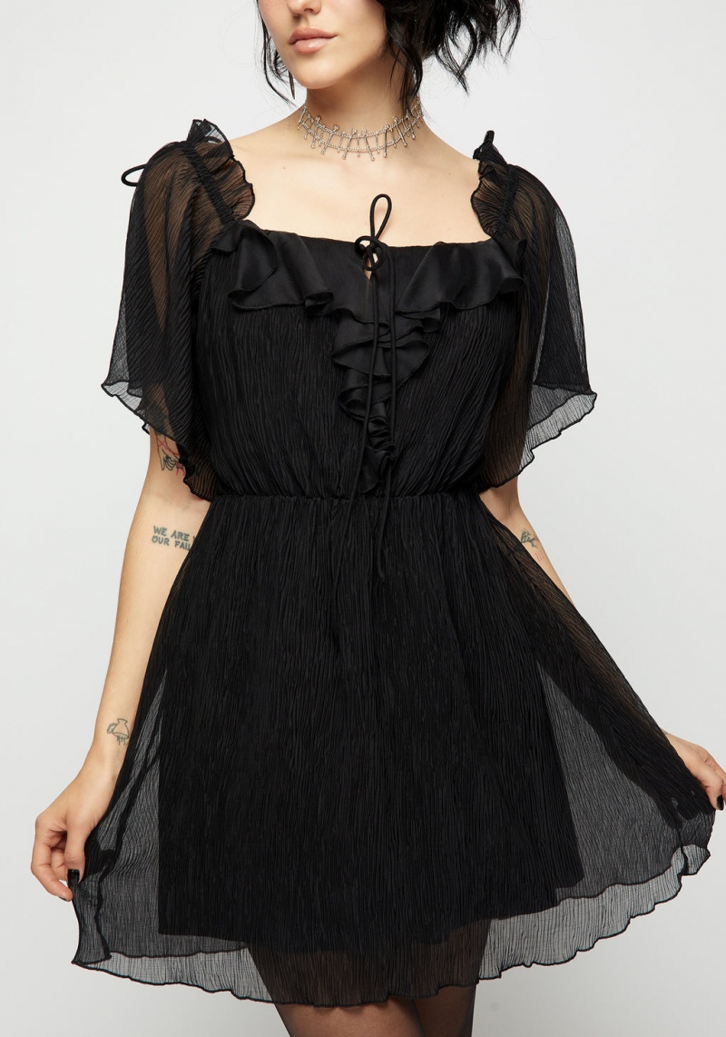 Disturbia Lucien Textured Angel Sleeve Mini Robe | ZAR-31428410