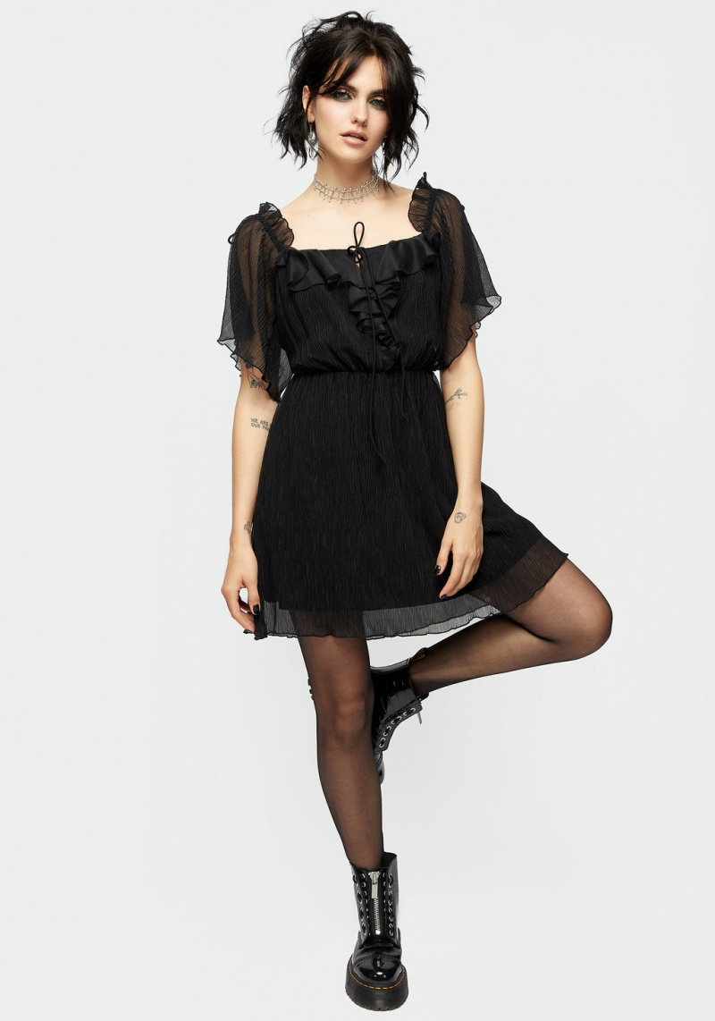 Disturbia Lucien Textured Angel Sleeve Mini Robe | ZAR-31428410