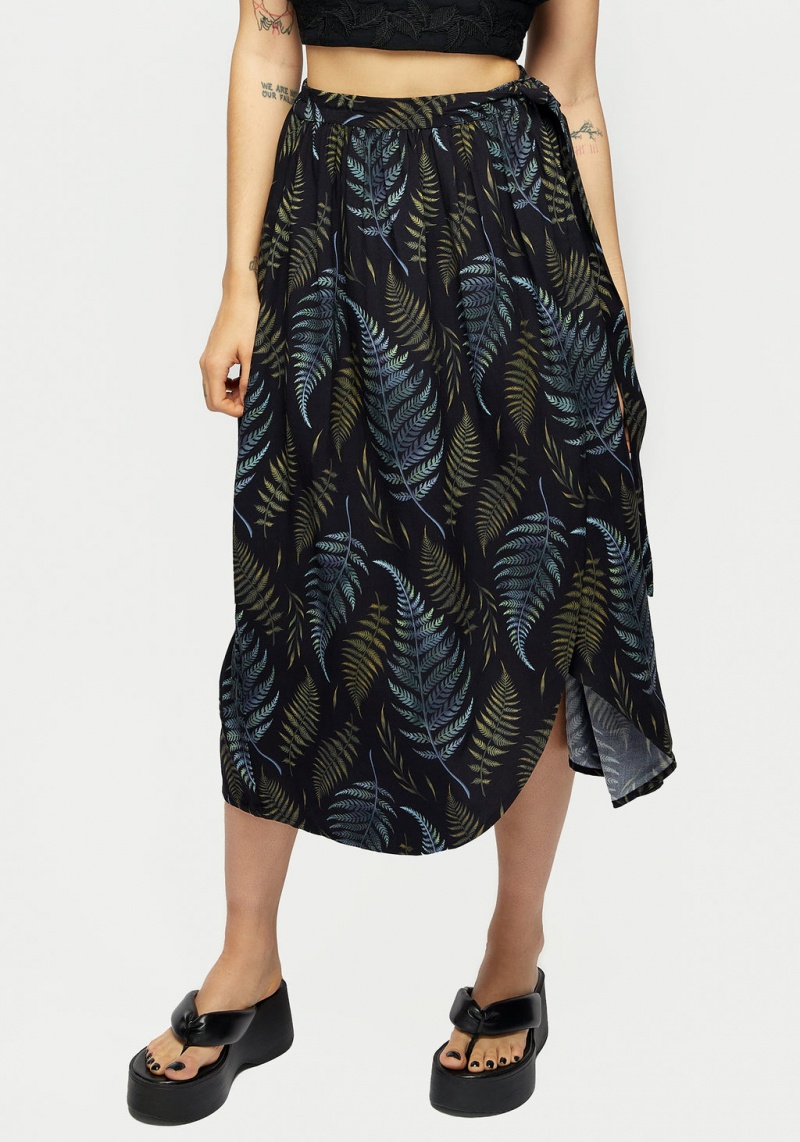 Disturbia Frond Print Faux Wrap Skirt | WYI-08309240