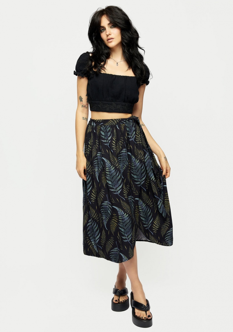 Disturbia Frond Print Faux Wrap Skirt | WYI-08309240