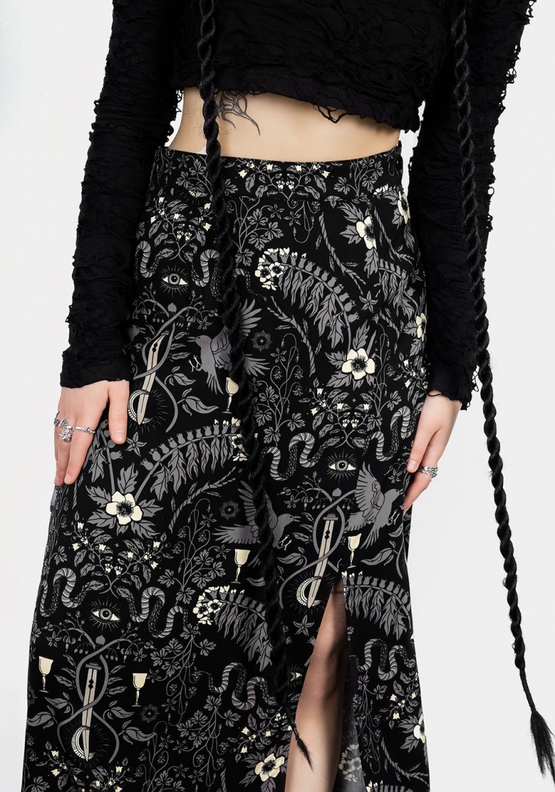 Disturbia Hecate's Garden Split Midi Skirt | BQL-15289767