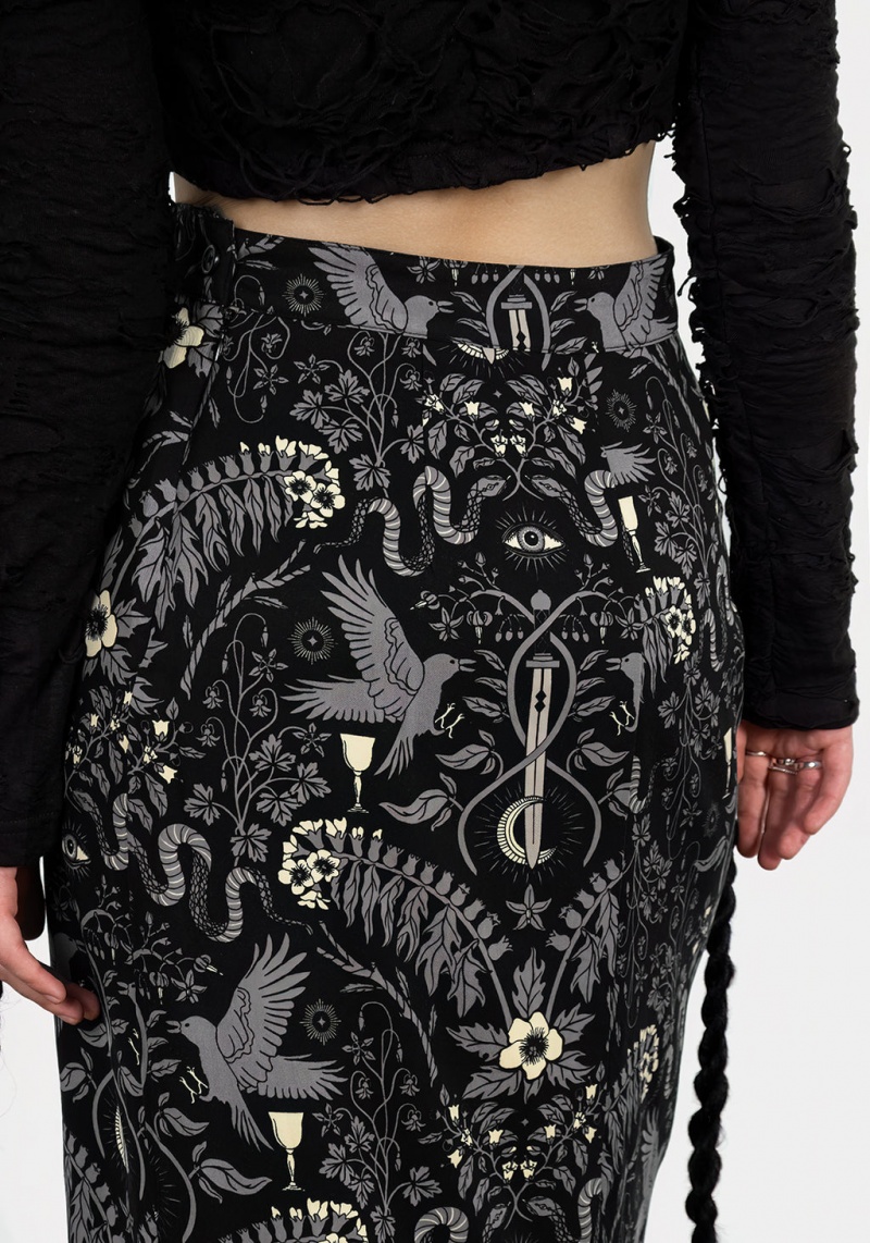 Disturbia Hecate's Garden Split Midi Skirt | BQL-15289767