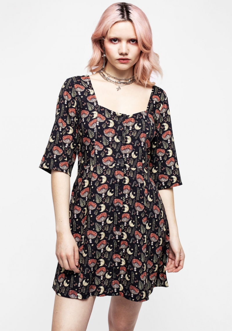 Disturbia Dreamfast Mushroom Moon Print Mini Robe | BLT-43456565