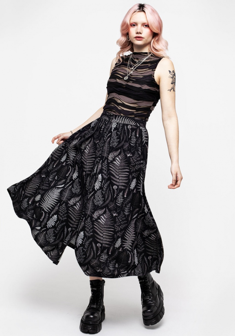 Disturbia Maidenhair Button Up Midi Skirt | TJH-82205204