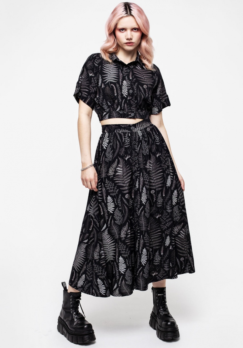 Disturbia Maidenhair Button Up Midi Skirt | TJH-82205204