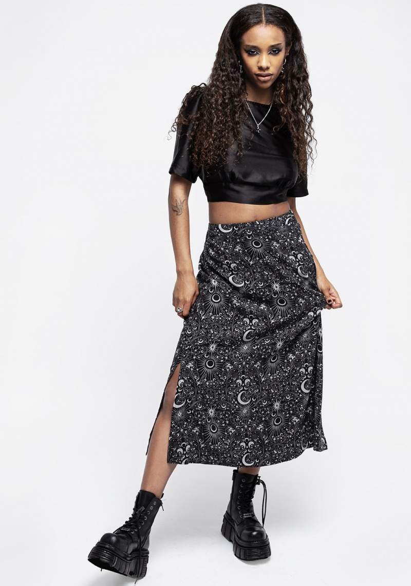 Disturbia Stellaluna Button Side Split Skirt | AKU-94167691