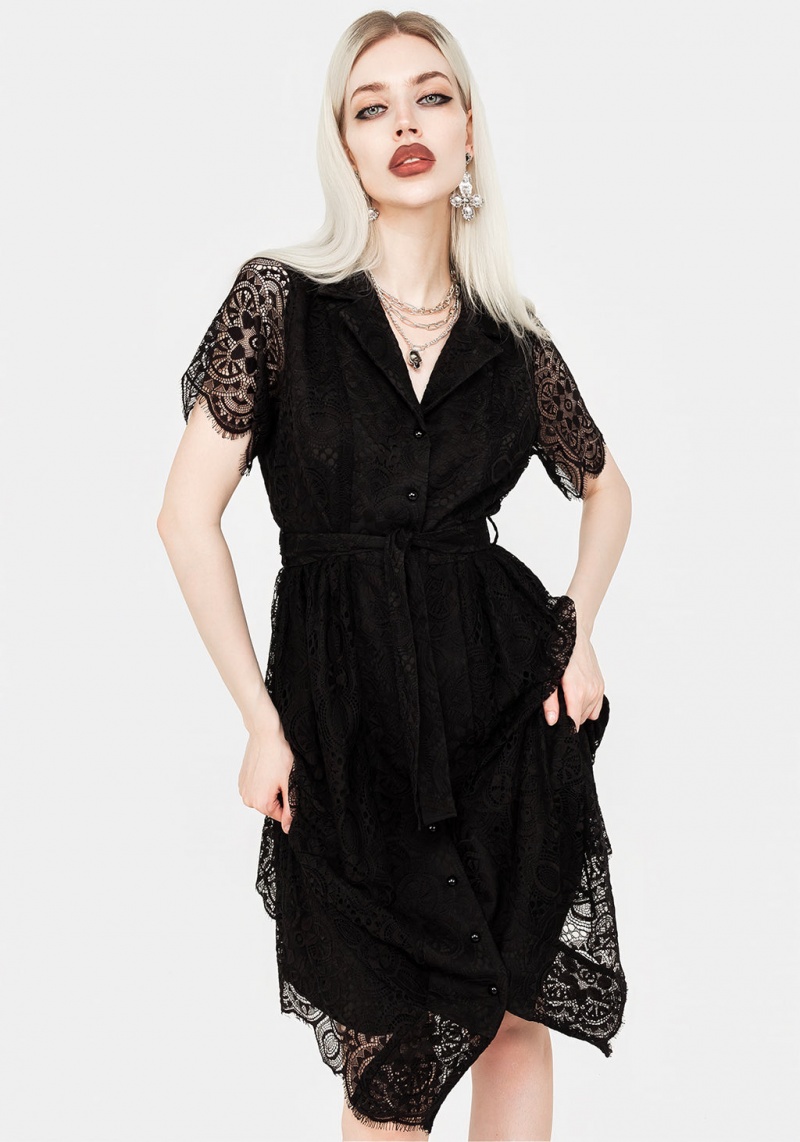 Disturbia Martyr Collar Dentelle Midi Shirt Robe | FSR-92831700